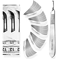 Set - 50 piezas hojas de bisturí No. 12 y mango de bisturí No. 3 - Hojas de repuesto para bisturí hechas de acero al…